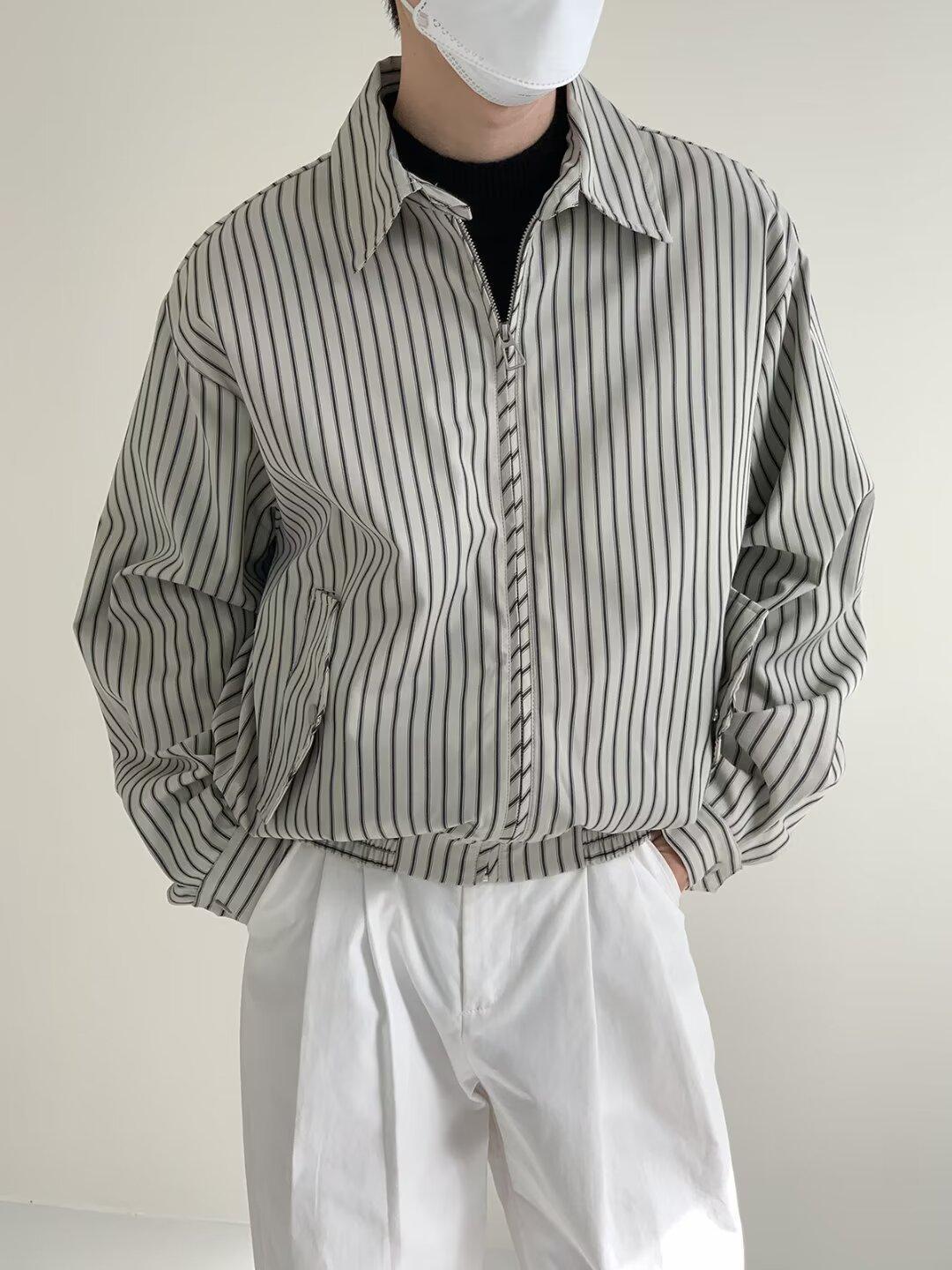Stripled Collar Jacket