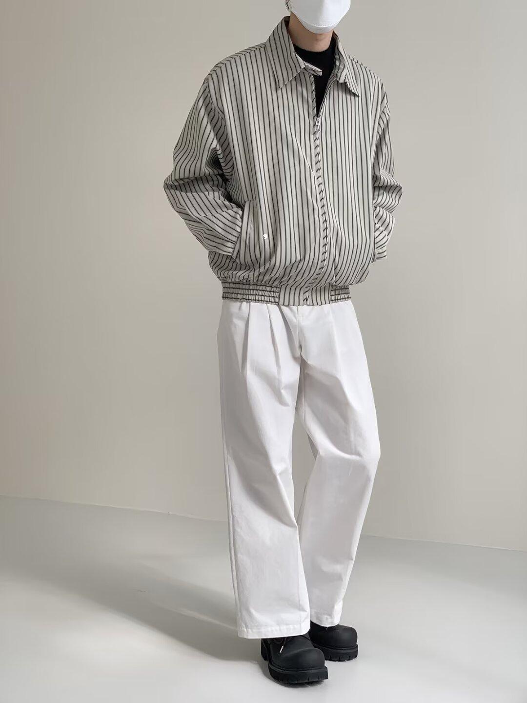 Stripled Collar Jacket